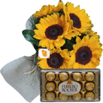 Sucesso & boa sorte | buque de girassol e chocolate